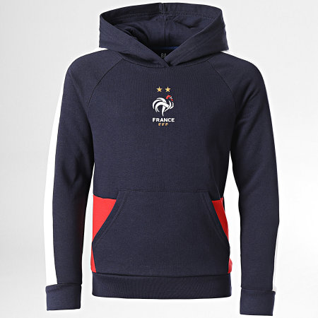 FFF - Sweat Capuche Enfant Color Block Bleu Marine Blanc Rouge