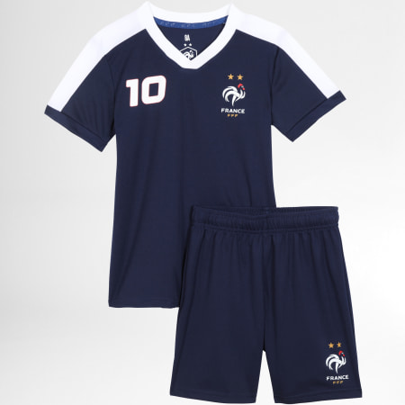 FFF Ensemble Maillot De Foot Et Short Jogging Enfant France N10