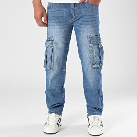 MTX - Pantaloni Cargo Jeans Baggy Denim Blu