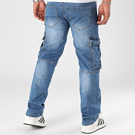 MTX - Pantaloni Cargo Jeans Baggy Denim Blu