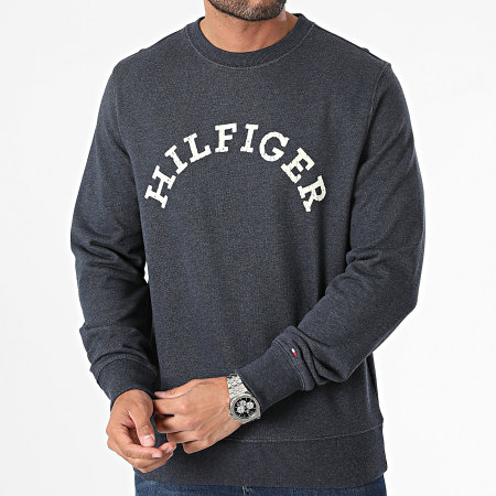 Tommy Hilfiger - Sweat Crewneck Hilfiger Arched 4448 Bleu Marine Chiné