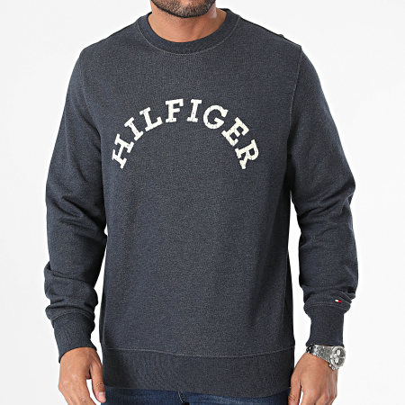 Tommy Hilfiger - Sweat Crewneck Hilfiger Arched 4448 Bleu Marine Chiné