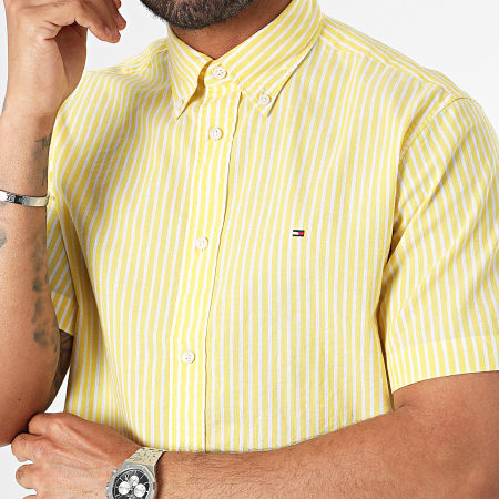 Tommy Hilfiger - Camicia classica a maniche corte a righe 4599 giallo bianco