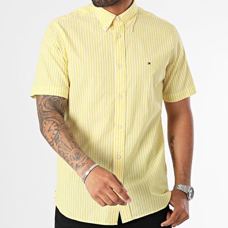 Tommy Hilfiger - Chemise Manches Courtes A Rayures Classic Stripe 4599 Jaune Blanc