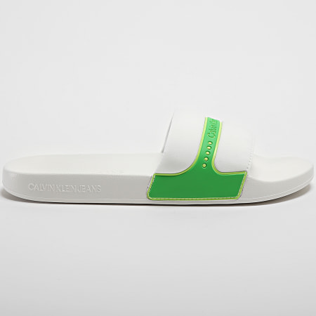 Calvin Klein - Claquettes Slide Neoprene Snap 0960 Blanc Vert