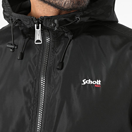 Schott NYC - Giacca nera con cappuccio e zip
