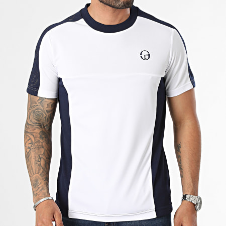 Sergio Tacchini - Forata 40615 Camiseta de rayas blanca y azul marino