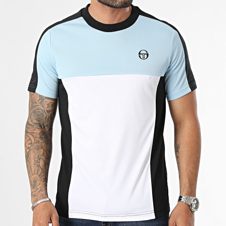 Sergio Tacchini - Camiseta A Rayas Forata 40615 Blanco Negro Azul Claro
