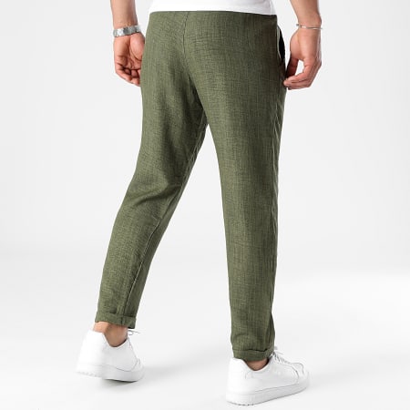LBO - Pantalon Effet Lin 1207 Vert Kaki