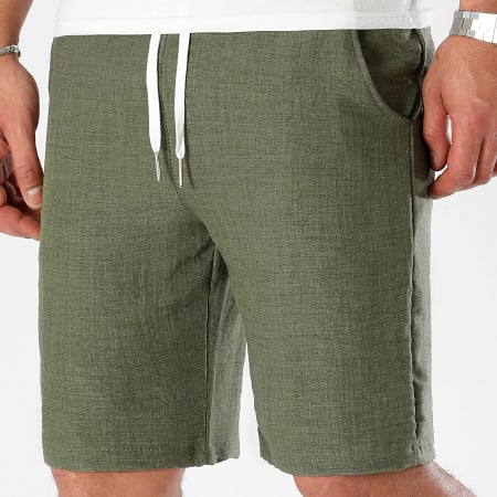 LBO - Short Chino Effet Lin 1208 Vert Kaki