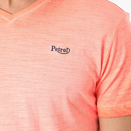 Petrol Industries - M-1040-TSV662 Camiseta cuello pico naranja jaspeado