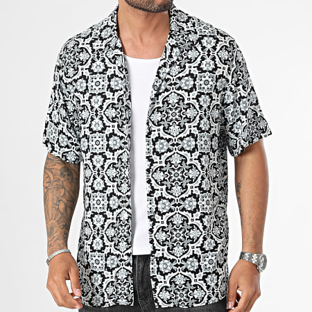 Selected - Relax-Vero Shirt Korte Mouw Zwart Grijs Wit