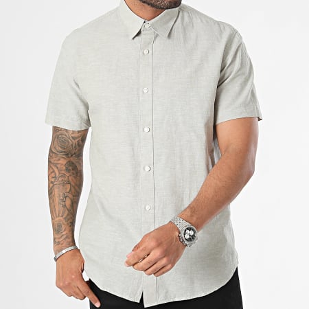 Selected - New-Linen Regular Korte Mouw Shirt Heather Grey