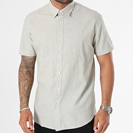 Selected - Camicia a maniche corte New-Linen Regular grigio erica