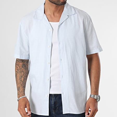 Selected - Camisa de manga corta Relax New-Linen Azul claro