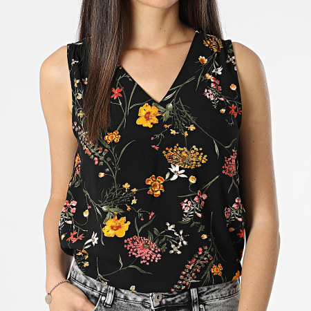 Vero Moda - Easy Joy Camiseta de tirantes de mujer con cuello en V Floral negro