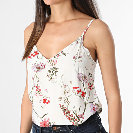 Vero Moda - Camiseta de tirantes Easy Joy Beige Floral, Mujer