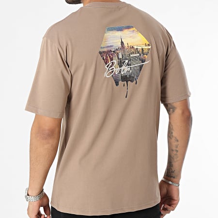 T-shirt Marron Basique Femme - Taille 36 (S, T1) - Marque 1.2.3. - Viscose - Occasion Très Bon État