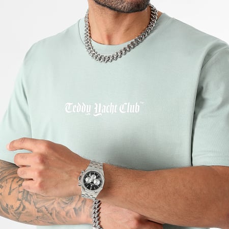 Teddy Yacht Club - Tee Shirt Oversize Large Propaganda Slogan Verde Verde chiaro