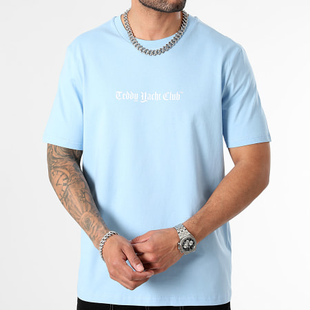 Teddy Yacht Club - Tee Shirt Oversize Large Propaganda Slogan Blu Azzurro