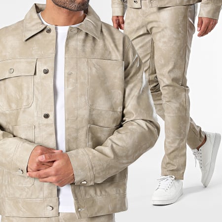 Frilivin - Ensemble Veste Et Pantalon Taupe Chiné