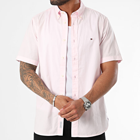 Tommy Hilfiger - Popeline 3809 Camicia a maniche corte Flex rosa chiaro