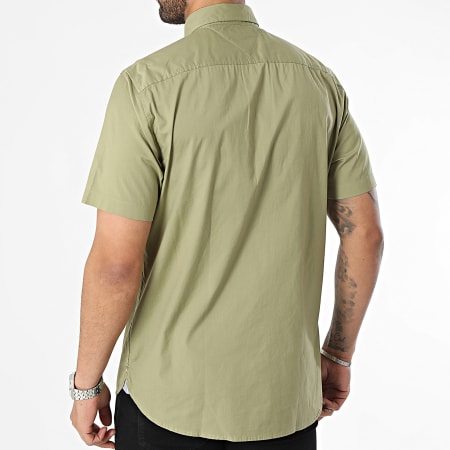 Tommy Hilfiger - Camicia Flex Popeline a maniche corte 3809 Verde Khaki