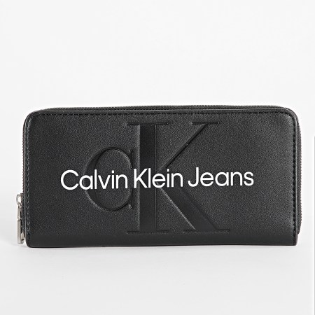 Calvin Klein - Zwarte damesportemonnee met gebeeldhouwde rits 7634