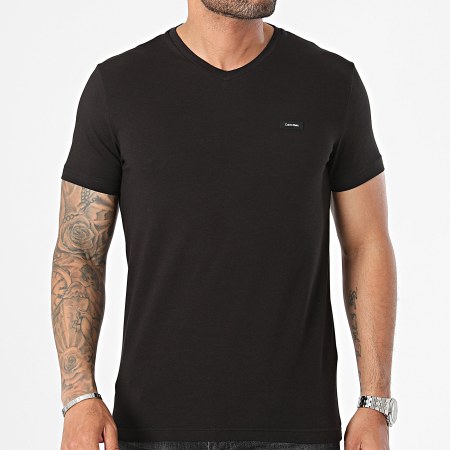 Calvin Klein - Slim V-cuello Tee Shirt 3492 Negro