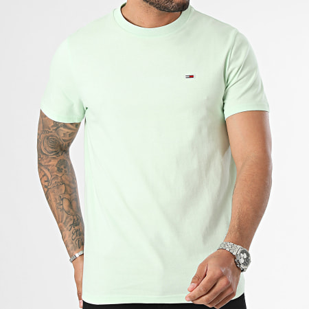 Tommy Jeans - Maglietta slim in jersey 9598 verde chiaro