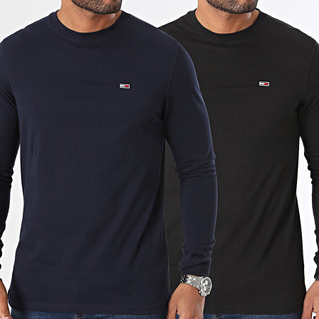 Tommy Hilfiger - Set di 2 camicie a maniche lunghe slim 8438 nero blu navy