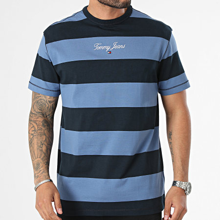 Tommy Jeans - Tee Shirt A Rayures Bold Stripe 8655 Bleu Marine Bleu