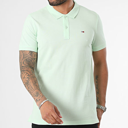 Tommy Jeans - Polo Manches Courtes Slim Packet 8312 Vert Clair