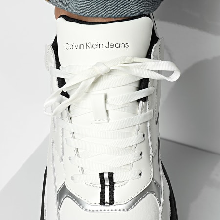 Calvin Klein - Sneakers Retro Tenis Low 0919 Bianco brillante Nero