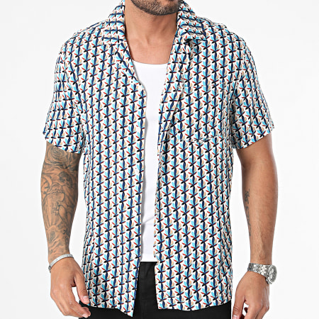 Frilivin - Chemise Manches Courtes Blanc Bleu