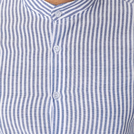 Frilivin - Camicia a maniche lunghe a righe bianche e blu King