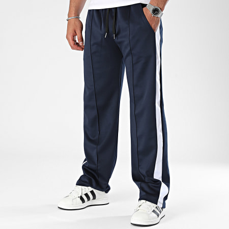 Frilivin - Pantaloni da jogging blu navy e bianchi