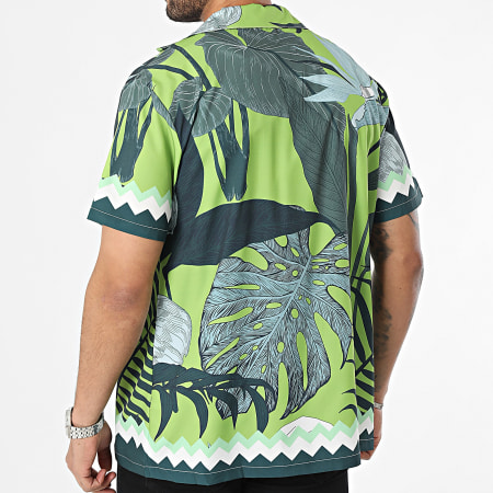 Frilivin - Camisa de manga corta floral verde