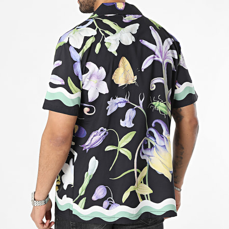 Frilivin - Camicia a maniche corte con fiori neri