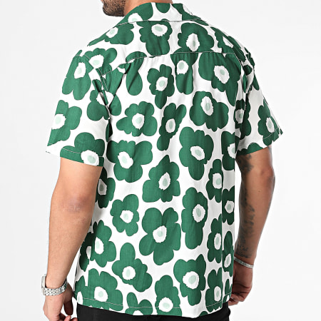 Frilivin - Camisa Manga Corta Blanco Verde Floral