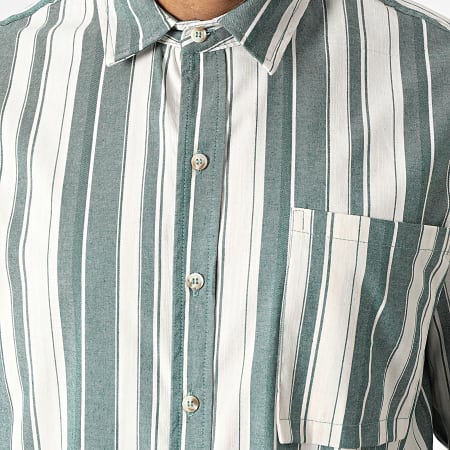 Frilivin - Camicia a maniche lunghe a righe verde beige