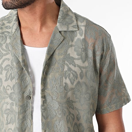 Chemise de nuit décolleté rond et manches courtes, liserés en dentelle