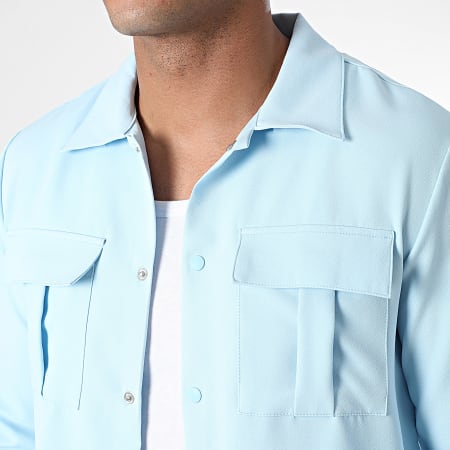 KZR - Camicia a maniche lunghe e set di pantaloni cargo blu chiaro
