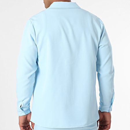 KZR - Camicia a maniche lunghe e set di pantaloni cargo blu chiaro