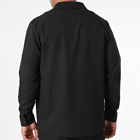 KZR - Conjunto de camisa negra de manga larga y pantalón cargo