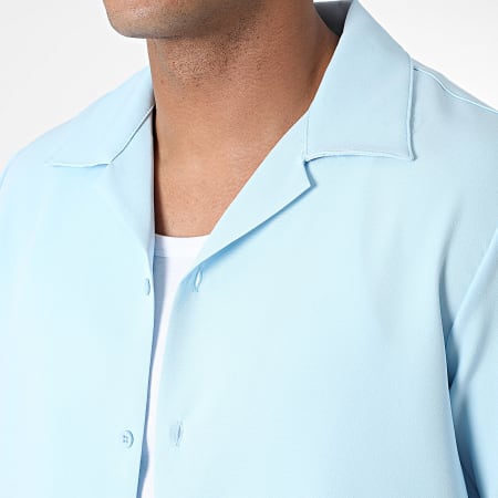 KZR - Conjunto de camisa de manga corta y pantalón azul claro