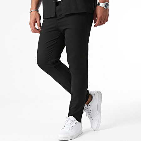 KZR - Conjunto negro de camisa de manga corta y pantalón