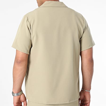 KZR - Conjunto de camisa de manga corta y pantalón verde caqui