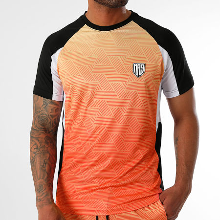 MA9 Mafia Nueve - Set di maglietta e pantaloncini da jogging Gradiente arancione neon