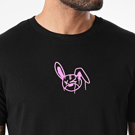 Sale Môme Paris - Tee Shirt Rabbit Dripping Graffiti Nero Rosa Fluo